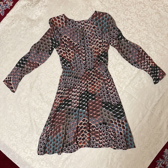 Anthropologie Maeve Monaco long sleeved dress size SP in a red and blue print. - Picture 8 of 9